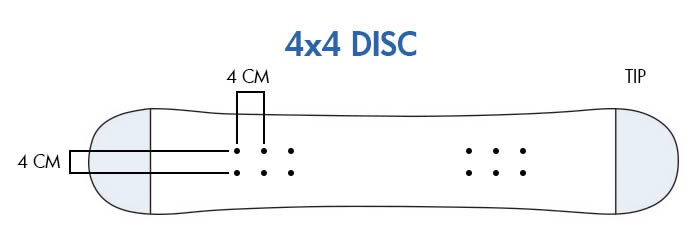 Tavola snowboard: Sistema di montaggio 4x4 disc